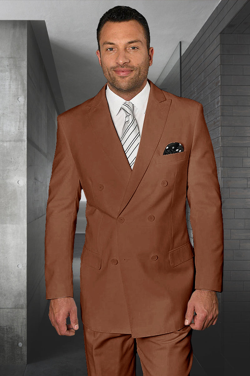 Men's Designer Double Breasted Wool Suit in Copper – SuitUSA
