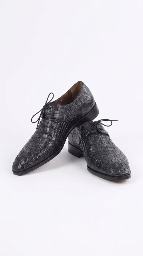 Men’s Navy Exotic Leather Loafers, Alligator Texture Formal Dress Shoes