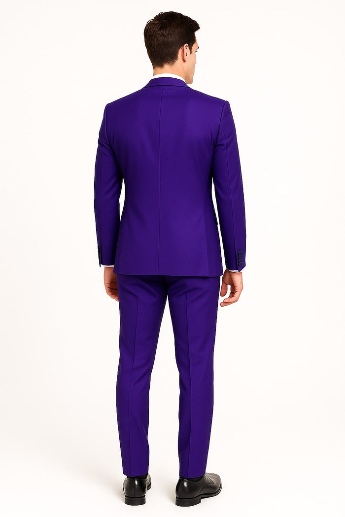Purple Tuxedo Suit for Men - Stylish Two-Piece Prom and Wedding Suit with Matching Satin Lapel by USA Men's Outlet
