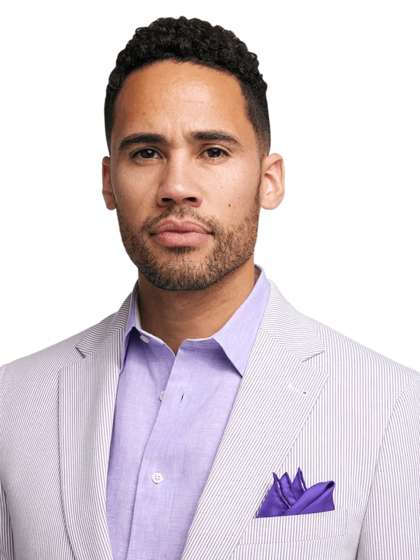 Mens Lavender Seersucker Suit Blazer + Pants Cotton Fabric - Summer Fabric in Purple color by USA Men's Outlet