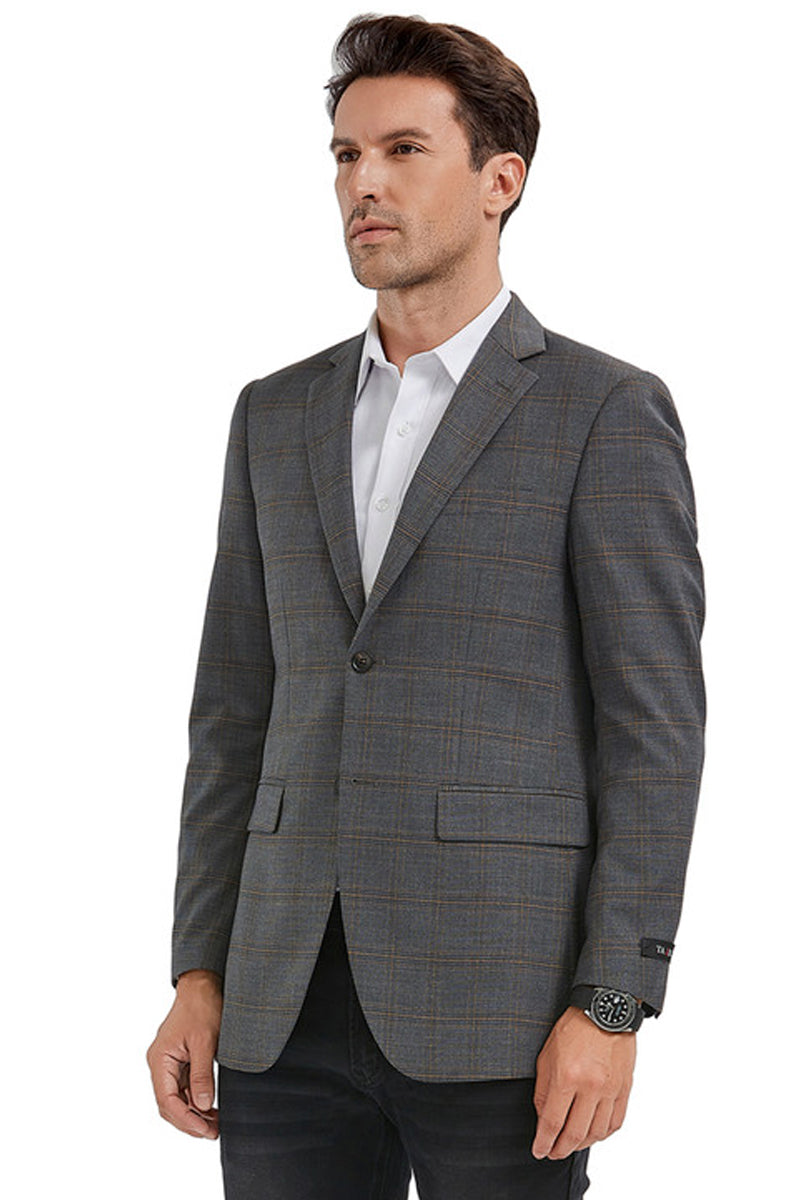 Men's Grey & Tan Windowpane Sport Coat