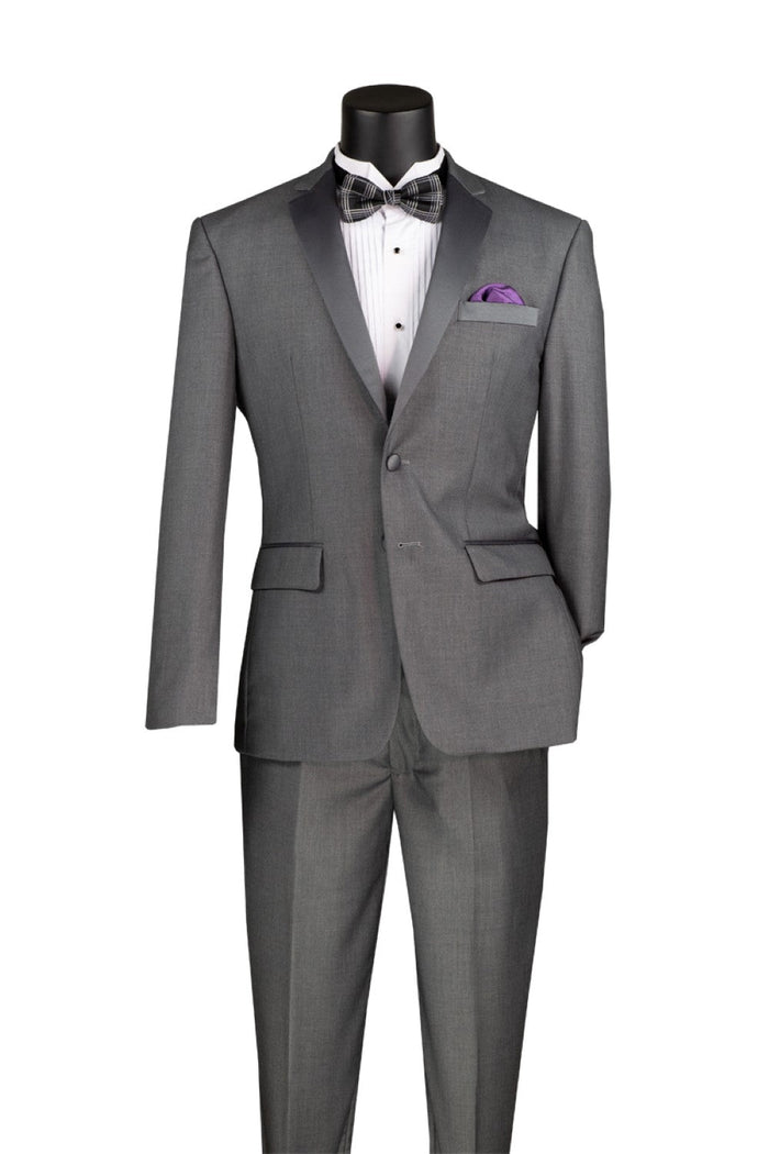 Slim Fit Suit 3 Piece 2 Button in Medium Gray by Vinci
