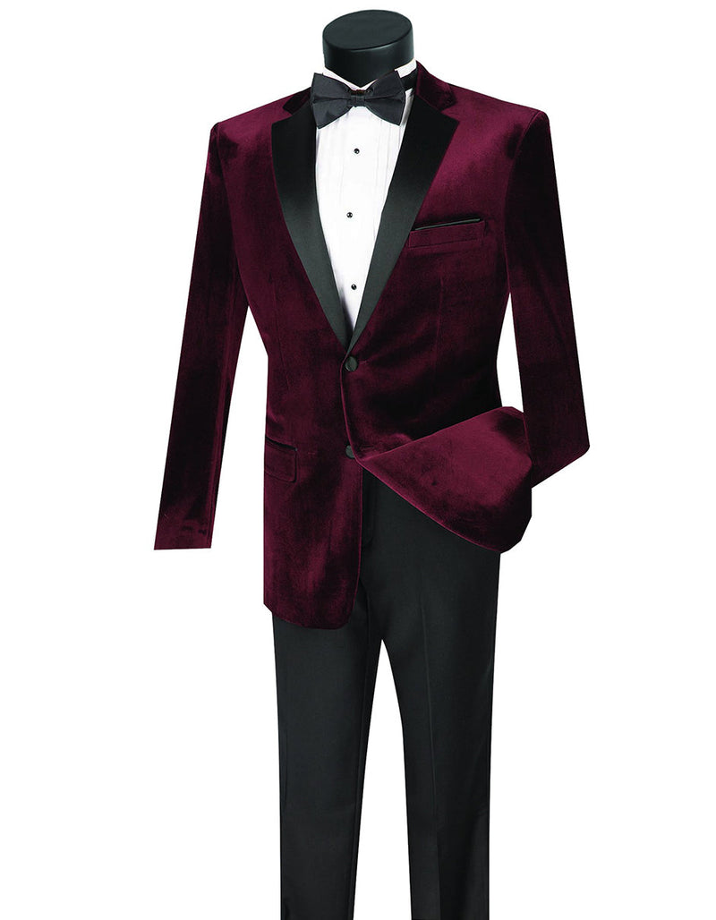 Maroon Prom Suit - Maroon Prom Tuxedo Suits - Maroon Wedding Tuxedo Mens Velvet Notch Prom Tuxedo in Burgundy