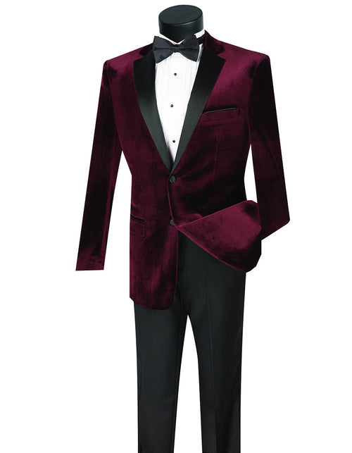 Maroon Prom Suit - Maroon Prom Tuxedo Suits - Maroon Wedding Tuxedo Mens Velvet Notch Prom Tuxedo in Burgundy by PROMTUXEDO