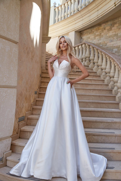Tina Holly TA611W Wedding Ball Strapless Flowy Minimal Mikado Dress