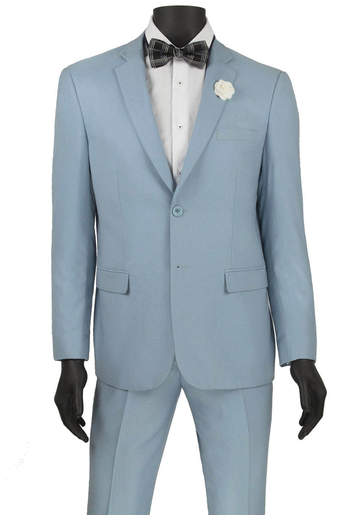 Mens Ultra Slim Fit Wool Feel Suit in Grey by Vinci