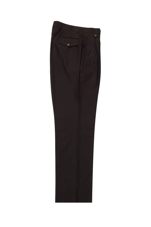 Tiglio Luxe Brown Wide Leg, Pure Wool Dress Pants 2576 TIG1003 – SuitUSA