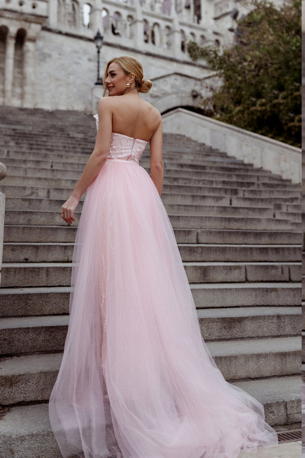 Tina Holly TK118 Prom Strapless High Slit Evening Tulle Lace Dress