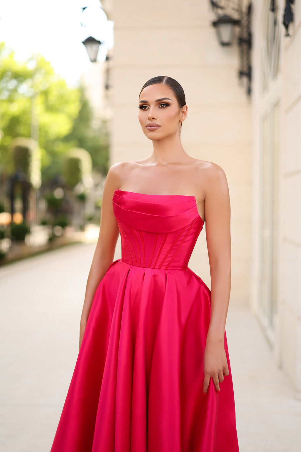Tina Holly TK241F Prom Ball Strapless High Slit Evening Mikado Dress