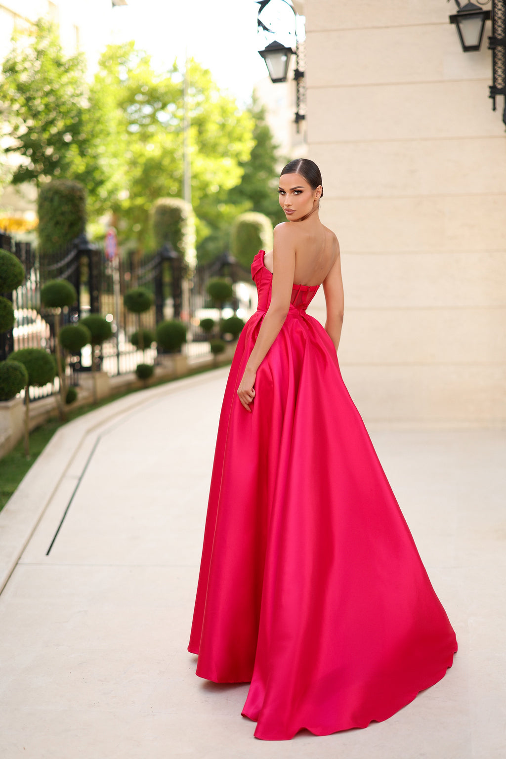 Tina Holly TK241F Prom Ball Strapless High Slit Evening Mikado Dress