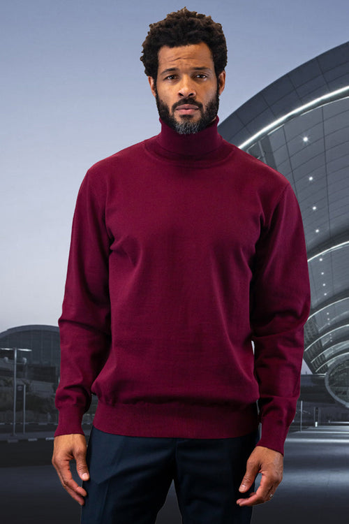 Men's Burgundy Wool & Cashmere Sweater by Statement Suits
