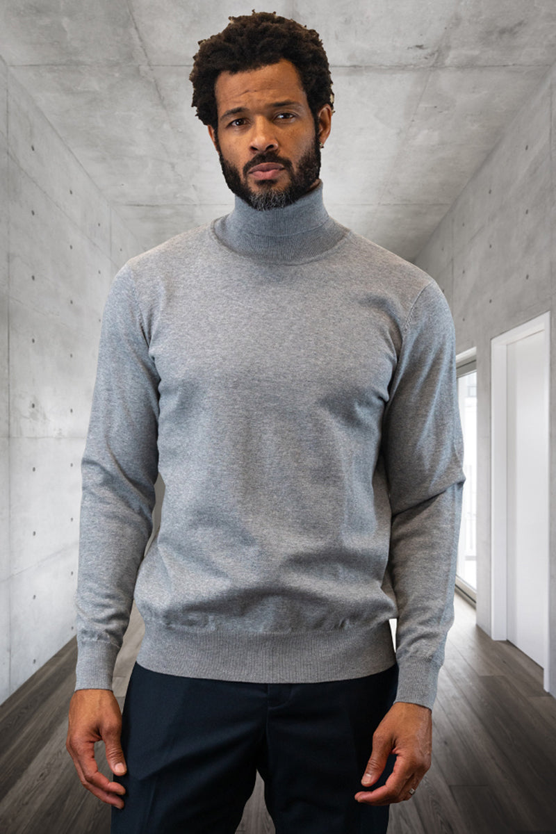 Men's Grey Wool & Cashmere Dress Sweater – SuitUSA