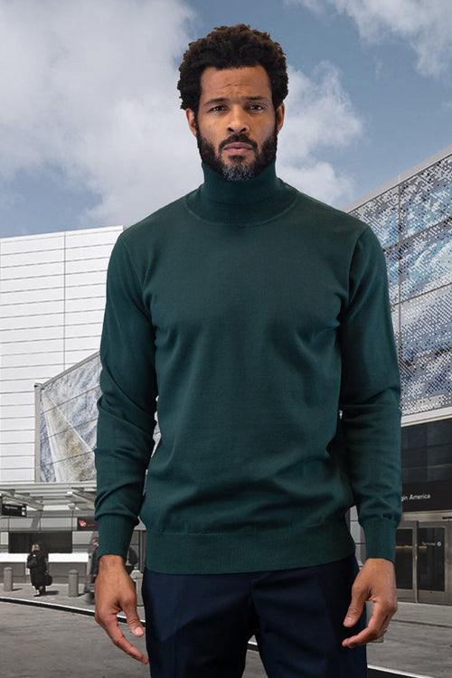 Men's Hunter Green Wool & Cashmere Sweater by Statement Suits
