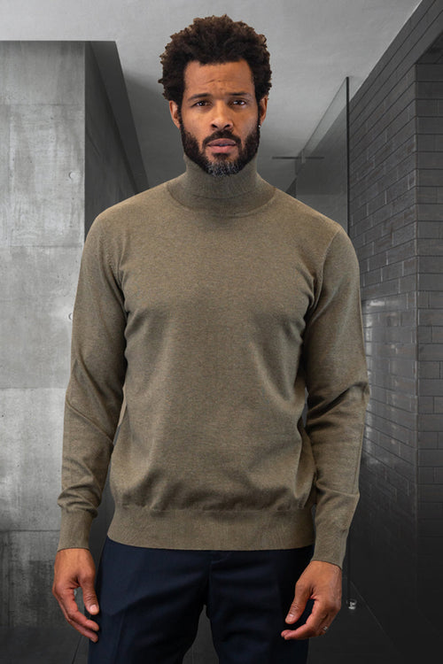 Men's Olive Green Wool & Cashmere Sweater