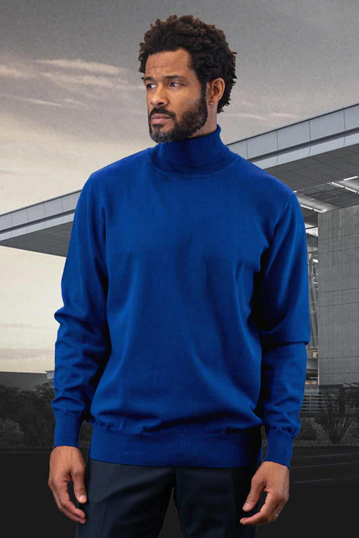 Men's Royal Blue Wool & Cashmere Dress Sweater from Statement Suits