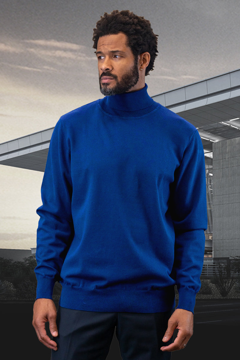 Men's Royal Blue Wool & Cashmere Dress Sweater from Statement Suits – SuitUSA