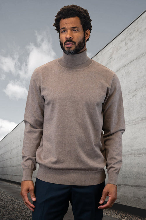 Men's Designer Wool & Cashmere Dress Sweater in Tan