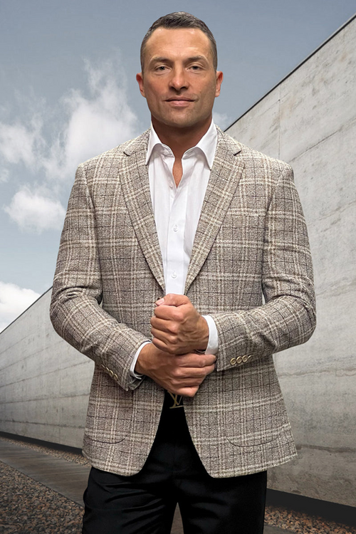 Men's Modern Fit Wool & Cashmere Patch Pocket Blazer in Camel