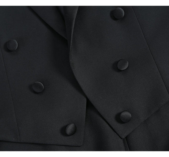 Black Prom Tuxedo Suit - Black Wedding Suit - Mens Classic Full Dress Tail Tuxedo