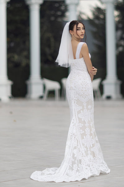 Tina Holly TW103 Wedding Mermaid Spaghetti Strap Flowy Evening Sequin Dress
