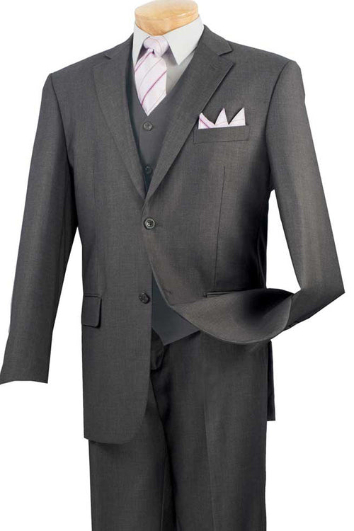 Mens Vested Suit in Charcoal Grey from Vinci Suits