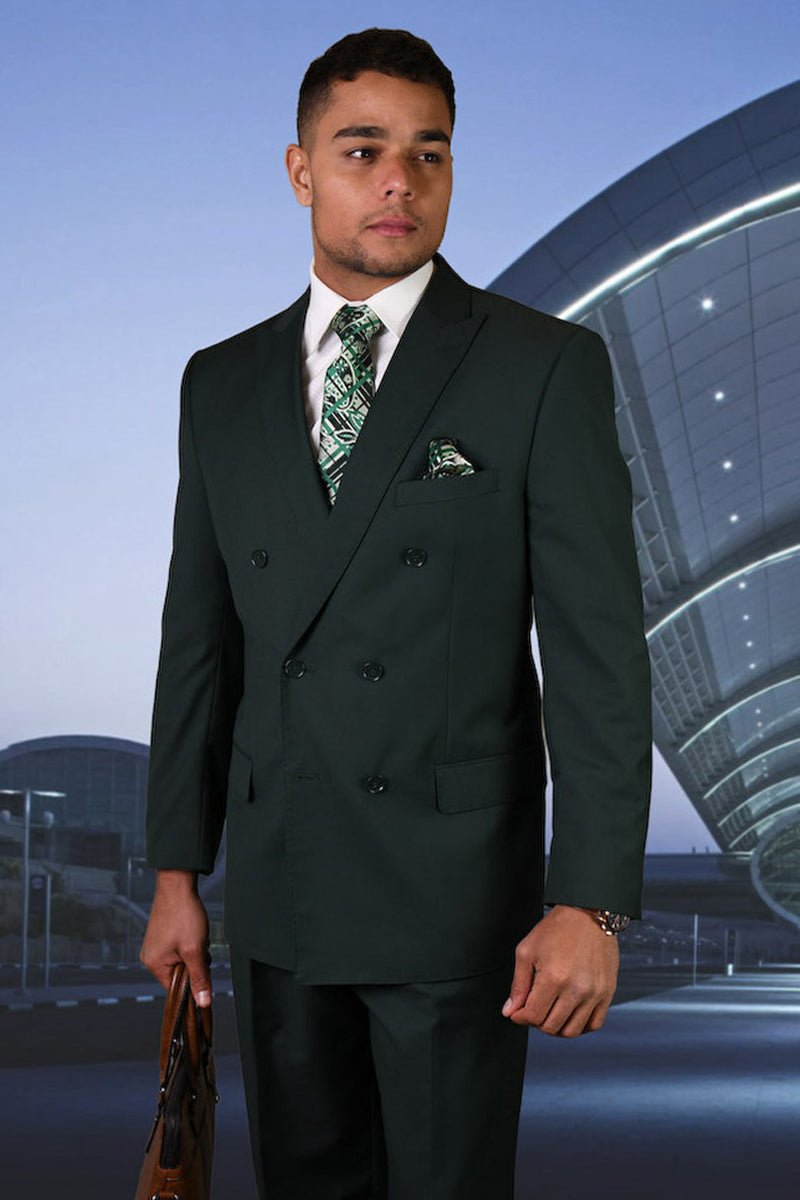 Men’s Hunter Green Wool Double Breasted Suit
