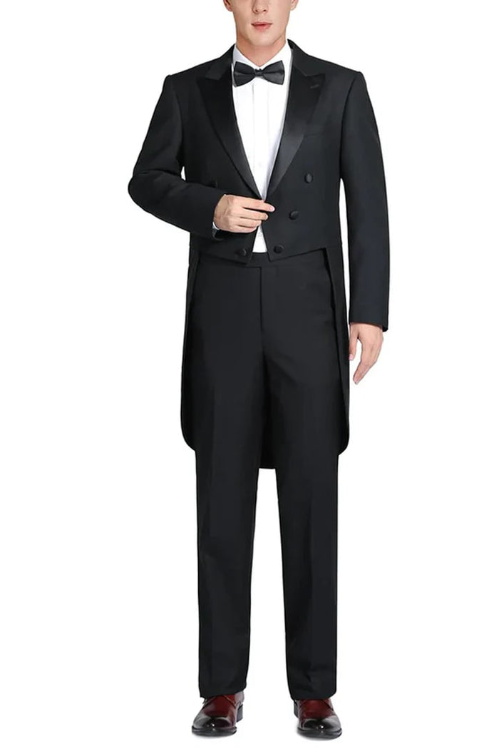 Black Prom Suit - Mens Classic Full Dress Tail Tuxedo Black Tuxedo