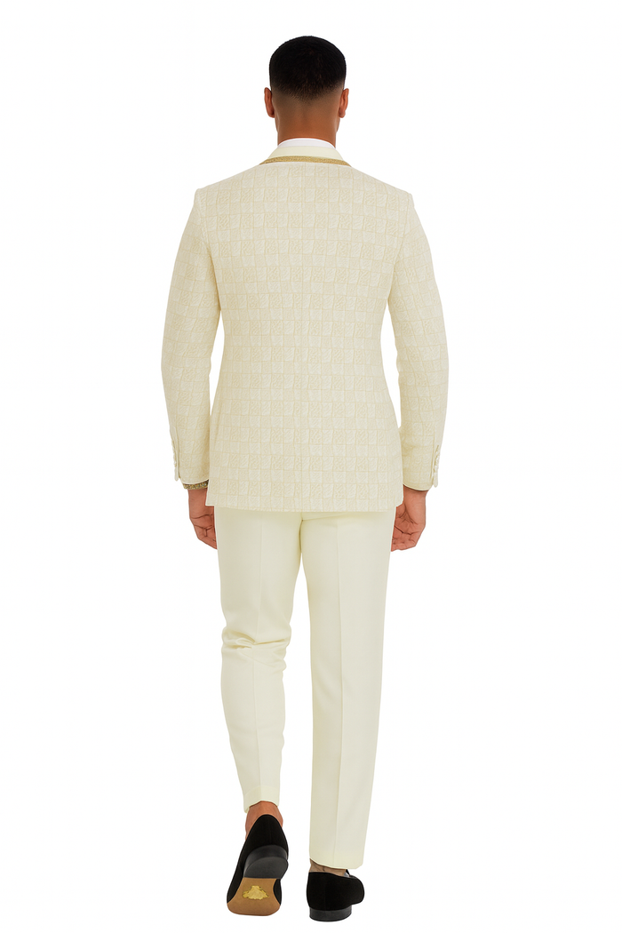 2026 Ivory and Gold 2pc Men's Suit by Tazzio