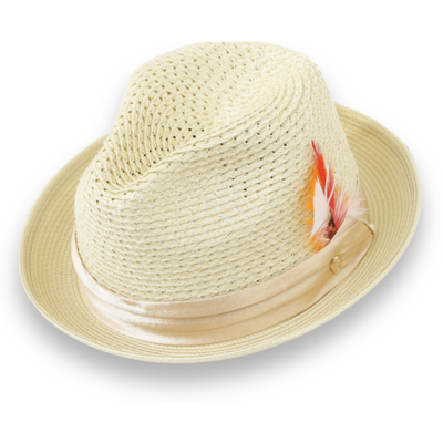 Castor Crushable Straw Hat Fedora in Tan by Ferrecci USA