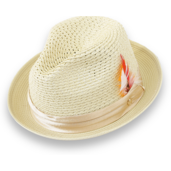 Castor Crushable Straw Hat Fedora in Tan by Ferrecci USA