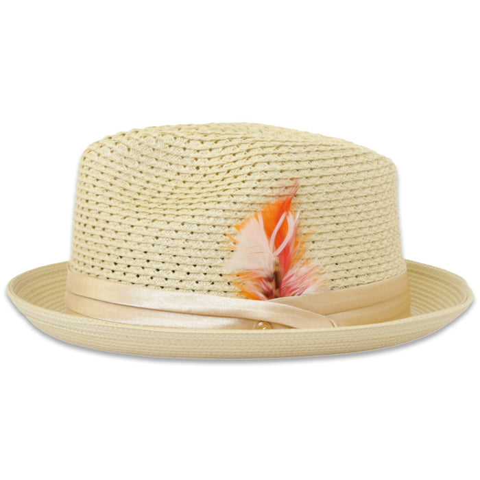 Castor Crushable Straw Hat Fedora in Tan by Ferrecci USA