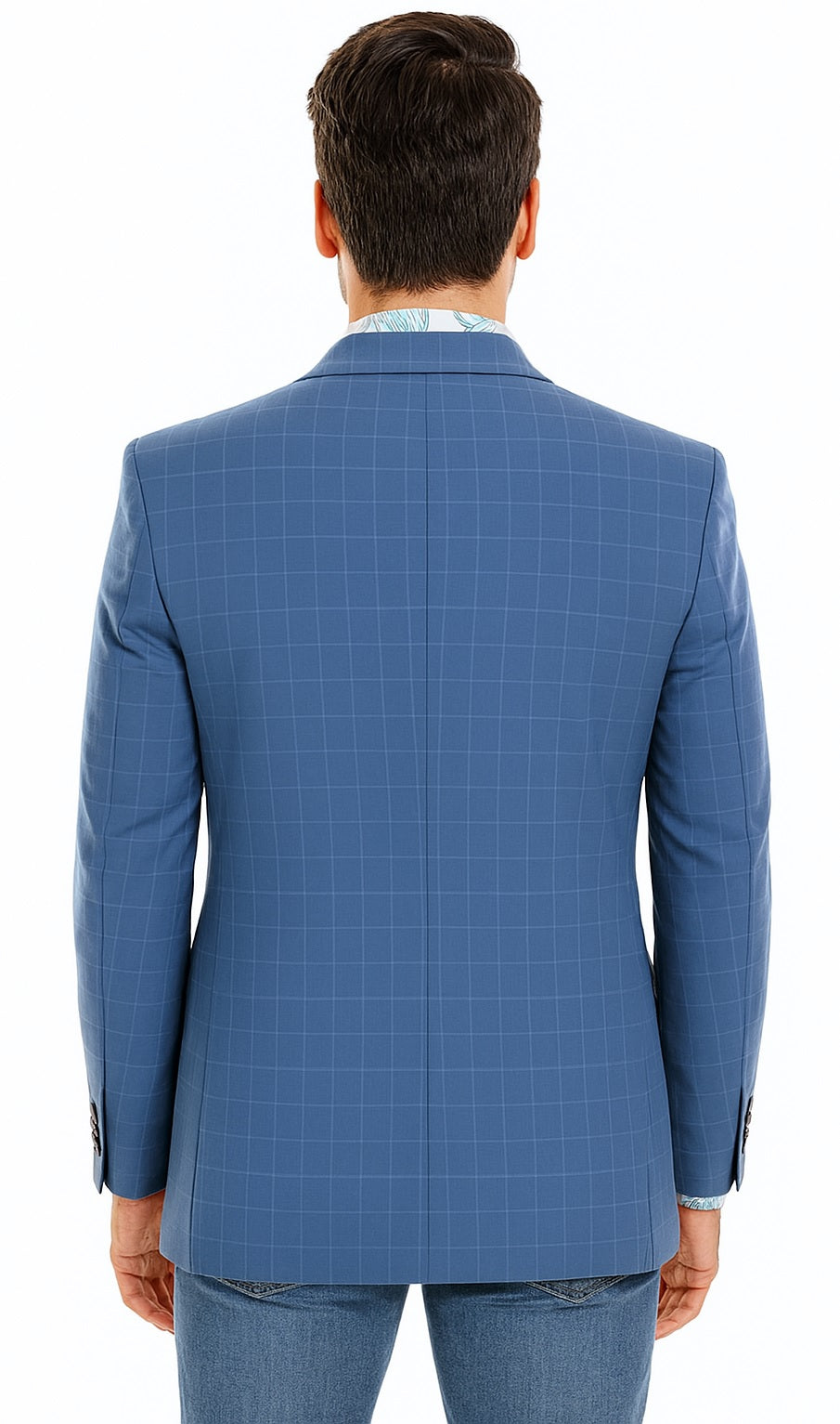 Tazio Blue Windowpane Sport Coat: 2-Button Reg Fit Blazer - Men's Stylish Plaid by Tazzio