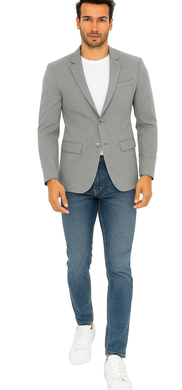 Tazio Men's Slim-Fit Ultra Stretch Travel Blazer - Light Grey