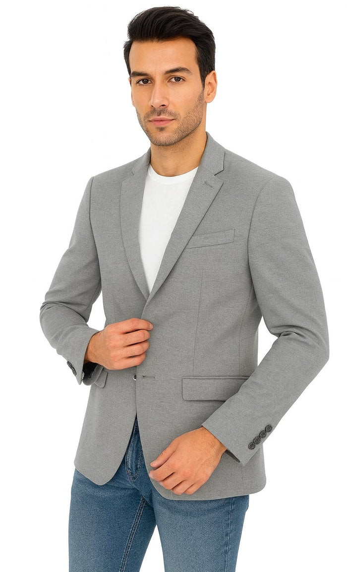 Tazio Men's Slim-Fit Ultra Stretch Travel Blazer - Light Grey