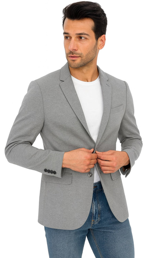 Tazio Men's Slim-Fit Ultra Stretch Travel Blazer - Light Grey