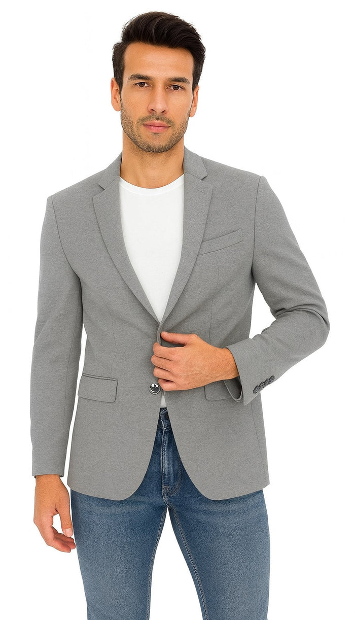 Tazio Men's Slim-Fit Ultra Stretch Travel Blazer - Light Grey