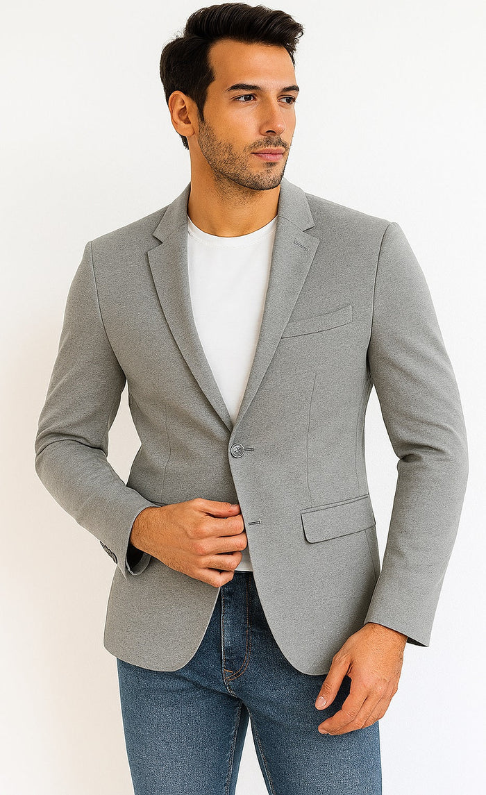 Tazio Men's Slim-Fit Ultra Stretch Travel Blazer - Light Grey