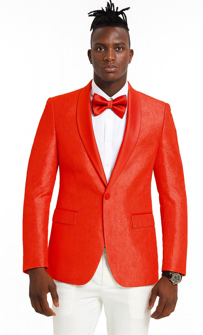 50-70-Character Span: Tazio Red Slim Fit Paisley Tuxedo Jacket for Weddings and Proms by Tazzio