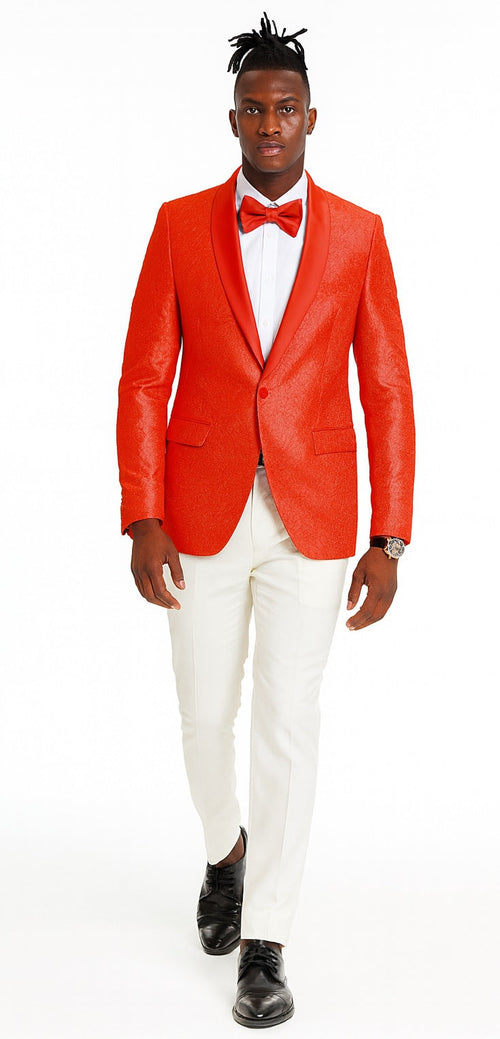 50-70-Character Span: Tazio Red Slim Fit Paisley Tuxedo Jacket for Weddings and Proms by Tazzio