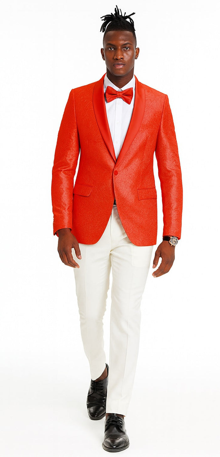 50-70-Character Span: Tazio Red Slim Fit Paisley Tuxedo Jacket for Weddings and Proms by Tazzio
