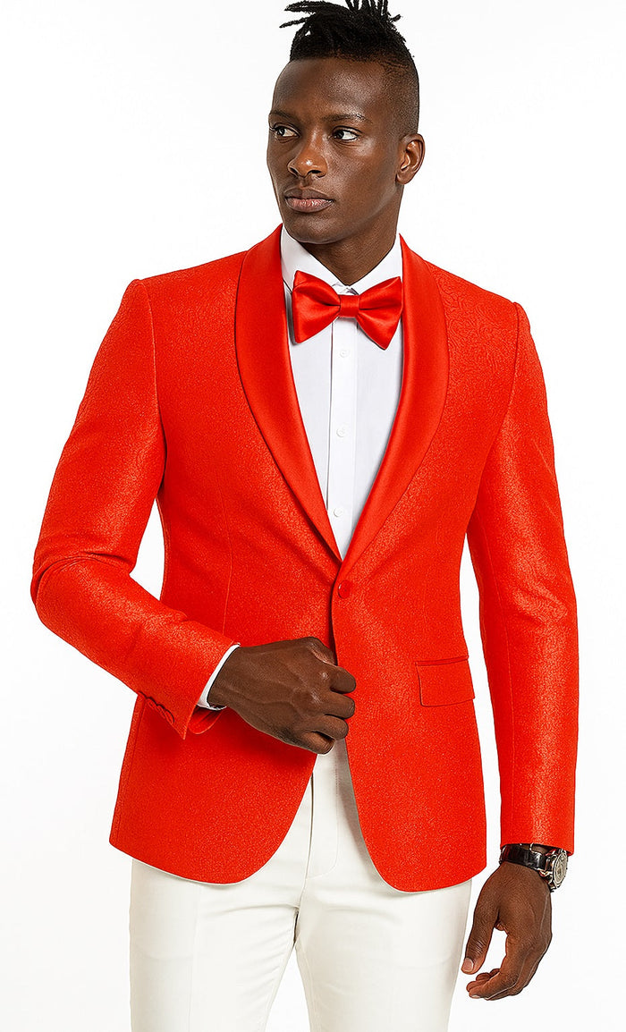 50-70-Character Span: Tazio Red Slim Fit Paisley Tuxedo Jacket for Weddings and Proms by Tazzio