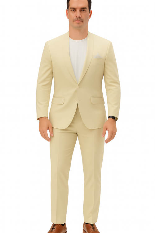 Mens Two Piece Linen Suit Relaxed Hybrid Fit No Collar MensUSA