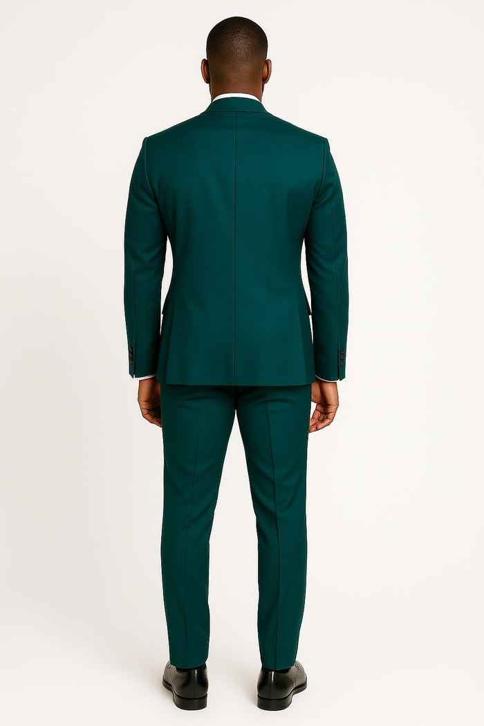 Teal Green Tuxedo Suit for Men - Satin Shawl Lapel Prom and Wedding Suit by USA Men's Outlet