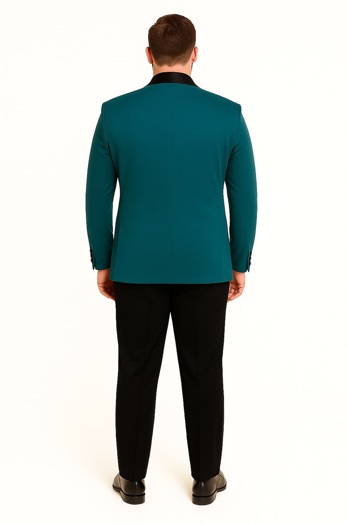 Teal Velvet Tuxedo for Men - One Button Black Satin Lapel Formal Suit with Bow Tie by USA Men's Outlet