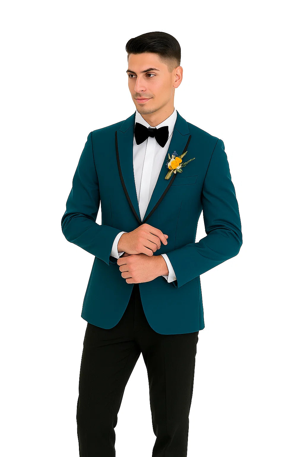 Teal prom tuxedo