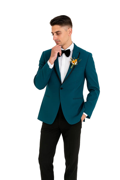 Teal prom tuxedo