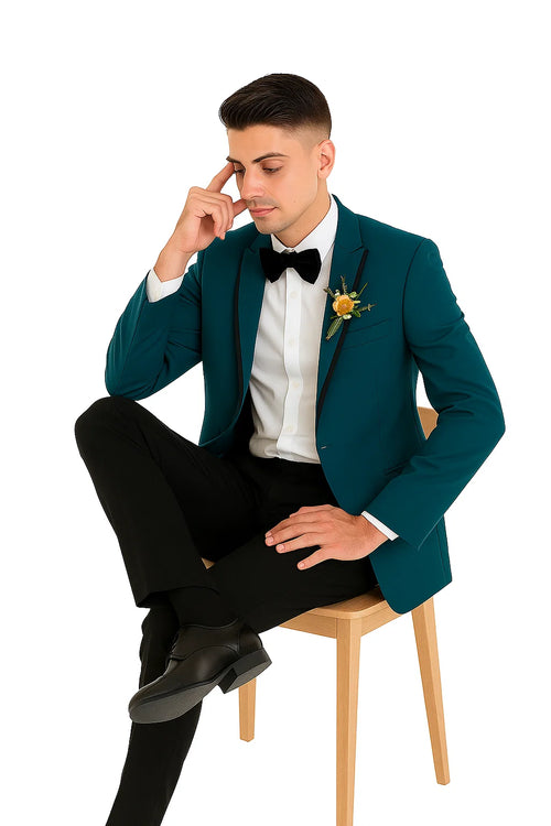 Teal prom tuxedo