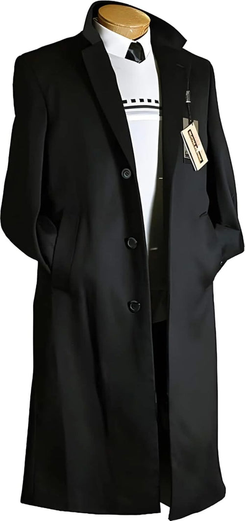 Men's Black Wool Overcoat by Alberto Nardoni