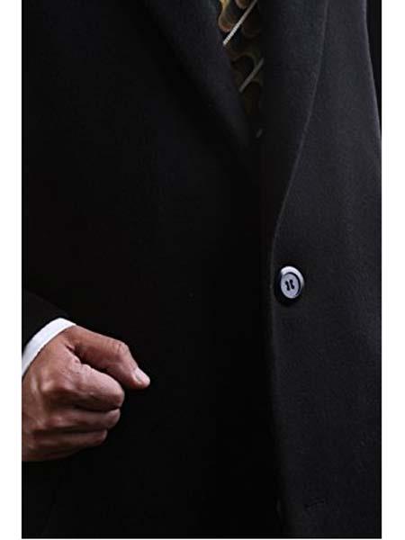 Men's Dress Coat 2 Buttons Luxury Three Quarter Length Cashmere Black Long Men's Dress Topcoat - Winter Coat by USA Men's Outlet