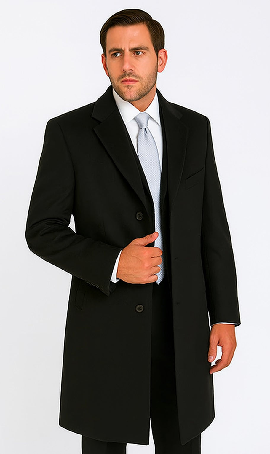 Three Quarters Length Men's Dress Coat 3/4 Length Men's Car Coat In Feel Charcoal Men's Overcoat by USA Men's Outlet
